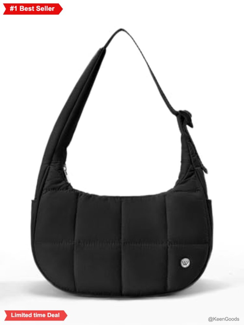 WESTBRONCO Small Puffer Crescent Shoulder Bag Nylon Quilted Zip Purse